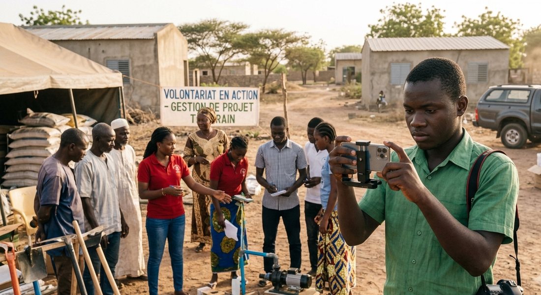 Volontaire du PVS filmant une action sur le terrain