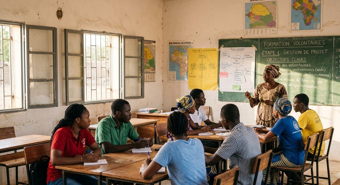 Session de formation des volontaires en salle de classe